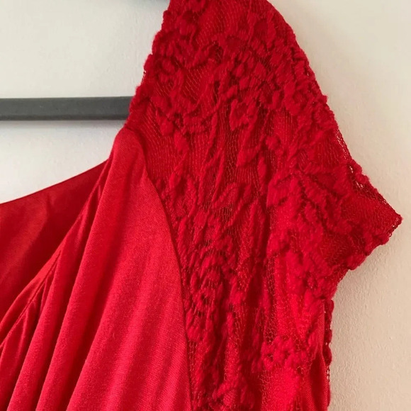 IGIGI Red Short Sleeve Flirty Dress Lace Women’s Size 18/20 Plus Curvy Girly New - Picture 5 of 9